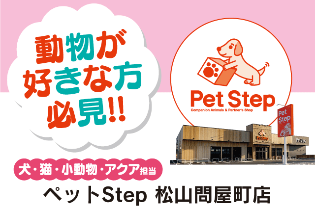 ペットの販売・接客 経験不問 週5日程度 フリーター 学生 主婦 パート｜ペットStep 松山問屋町店｜愛媛県松山市問屋町